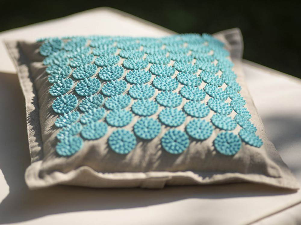 Coussin De Sol Rond En Coton 44 Cm, Motif Fleurs De Lotus, Couleur Canard, Marque STOF